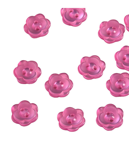 Set of 6 2-hole flower buttons 13mm lilac