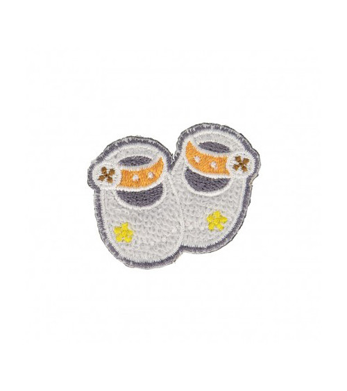 Iron-on patch Blue baby shoes 3cm x 3.5cm