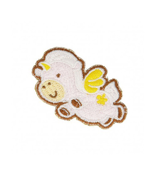 Brown Unicorn iron-on patch 4cm x 4.5cm