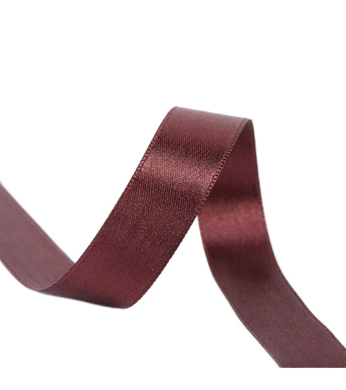 Spool of 25m double-sided satin ribbon Aubergine made in France