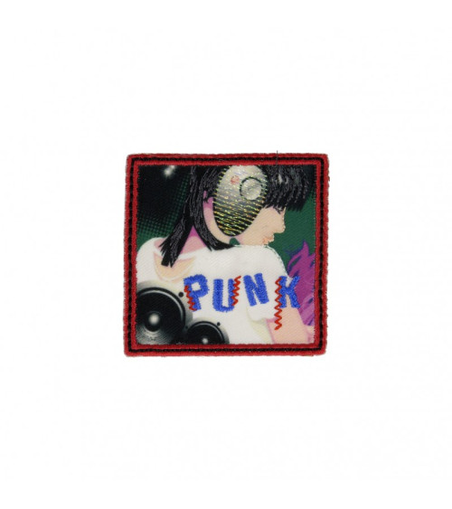 Punk Woman iron-on patch 5.5cm x 5cm