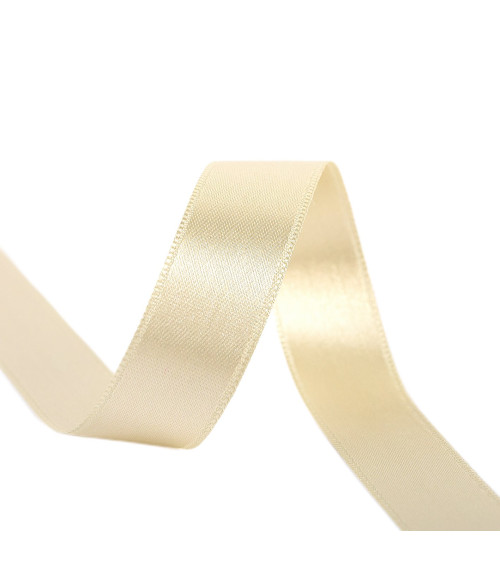 Doppelseitiges Satinband, 25 m, Beige-Gold, hergestellt in Frankreich