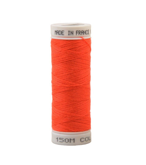 Filament aus neonorangefarbenem Polyester, 150 m. Hergestellt in Frankreich, Öko-Tex