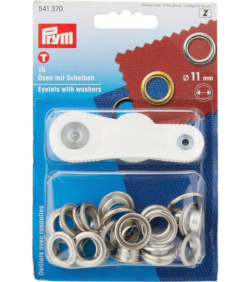 Prym 11mm silver eyelets and washers