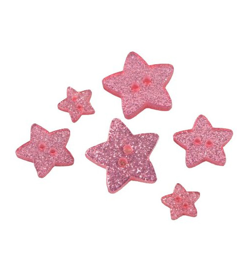 Pink glitter star button