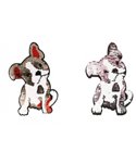 Ecusson thermocollant réversible XL chien bouledogue à sequins or/rouge réversible argent/rose 22cm x 13cm