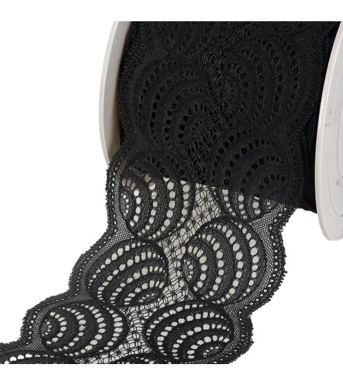 15m spool of elastic lace Black 100mm