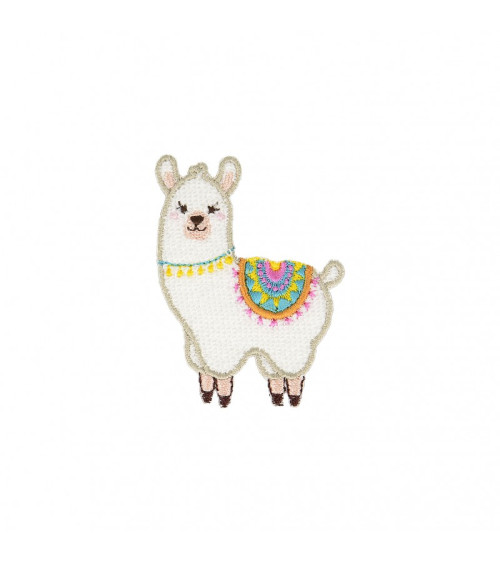 Lama green rug iron-on badge 6cm x 3.5cm