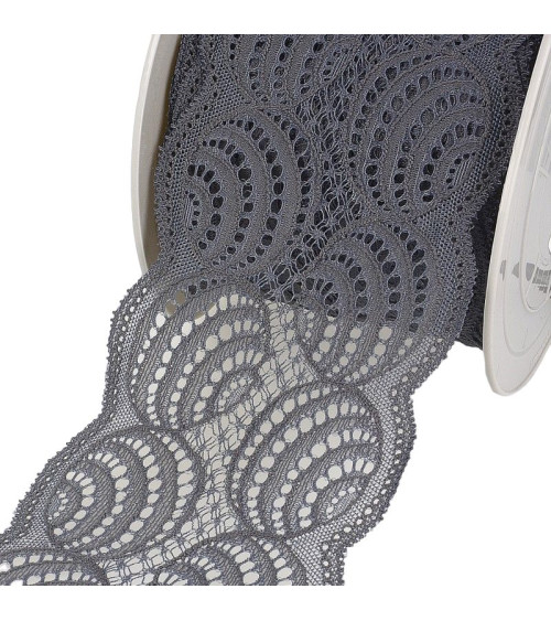 15m Spool Elastic Lace Grey Black 100mm