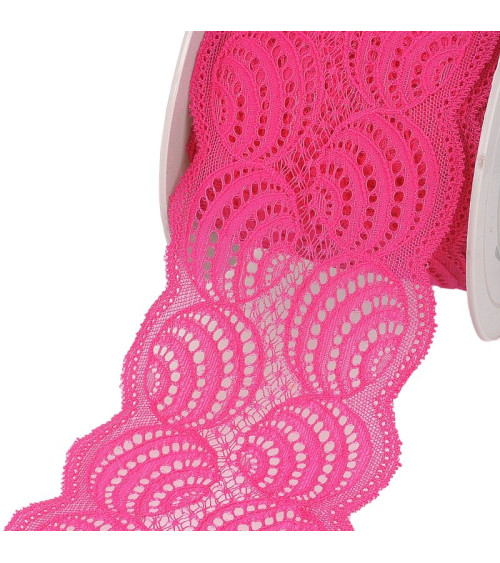 15m spool of elastic lace Fuchsia 100mm