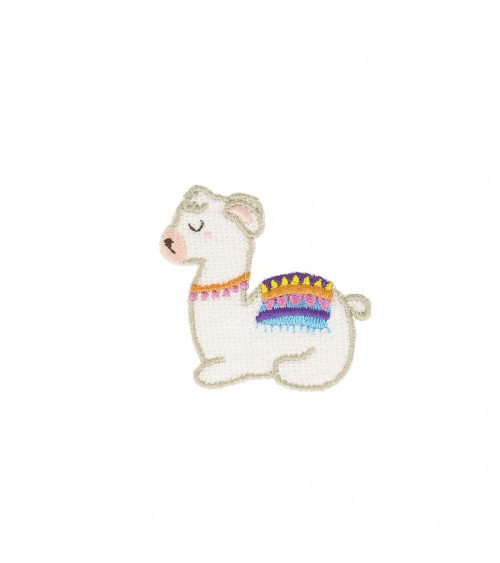 Lama purple rug iron-on badge 5cm x 4.5cm