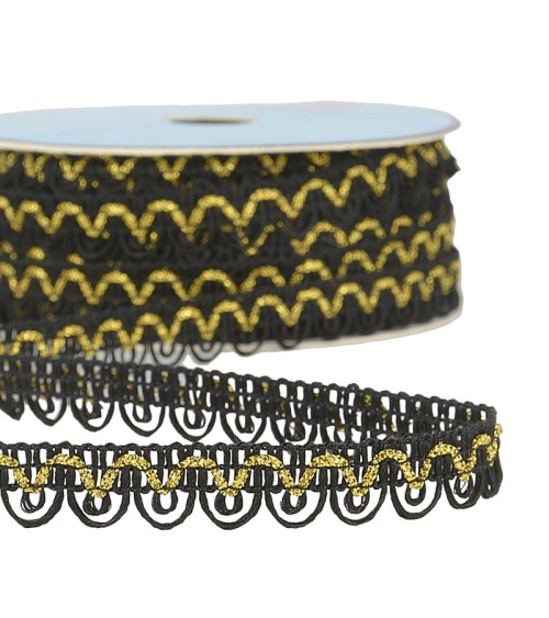 Spool 25m Dress braid metallic thread Black 14mm