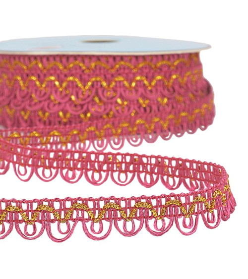 25m spool of metallic thread dress braid Fuchsia 14mm