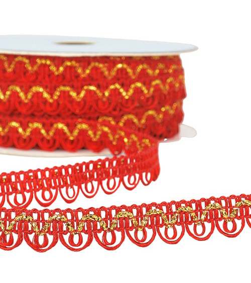 25m spool of metallic thread dress braid Red 14mm