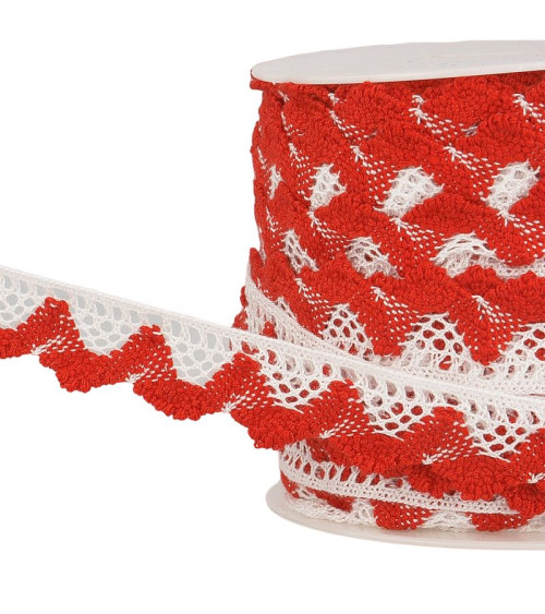 Spool 25m Lace waves White/red 20mm