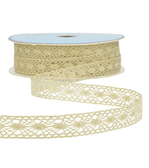 25m spool of 14mm gold metallic lace