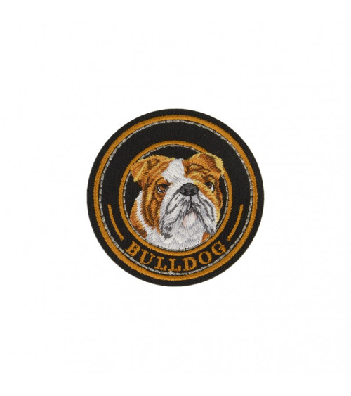 Bulldog iron-on badge 6cm x 5cm