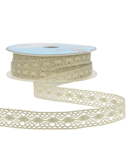 25m Spool Light Grey Metallic Lace 14mm