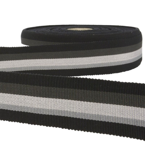 Disquete 25m cinta grosgrain rayas Negro