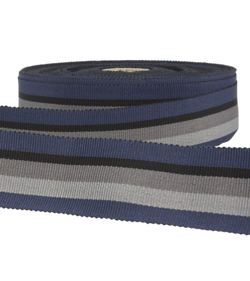 Dischetto 25m nastro in gros grain a righe Navy