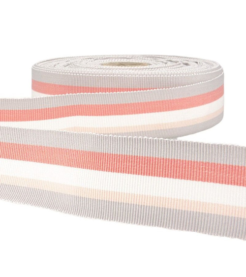 25m Floppy Disk Grosgrain Ribbon Stripes Light Grey