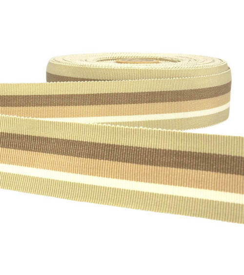 25m Floppy Disk Grosgrain Ribbon Stripes Beige