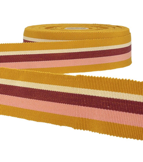 Floppy disk 25m grosgrain ribbon stripes Mustard