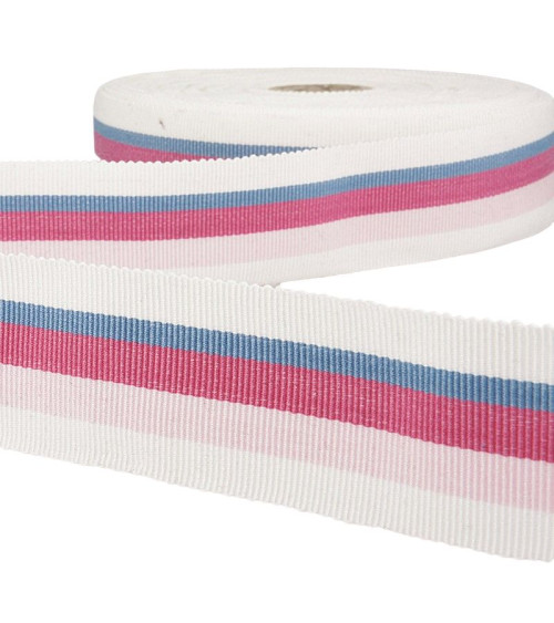 25m Floppy Disk Grosgrain Ribbon Stripes Light Pink