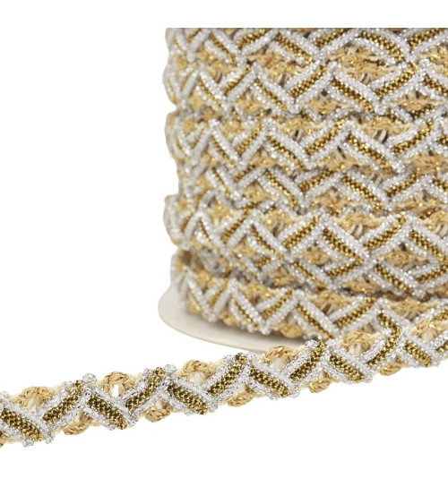 Bobina da 25 m di treccia metallica a zig zag da 13 mm Beige