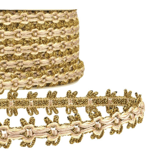 20m reel of 18mm Beige gold braid