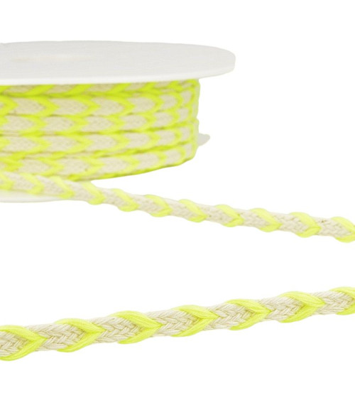 25m reel of two-tone braid 6mm fluorescent yellow