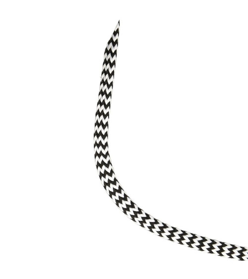 Bobina de 25m trenza zigzag 8mm Negro/blanco