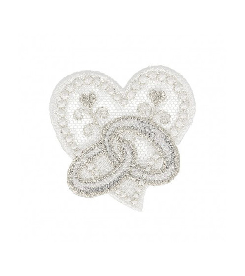 Heart wedding rings iron-on patch 4.5cm x 4.5cm