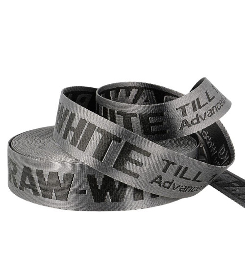 Film 20m jacquard strap RAW WHITE 35mm Grey/black