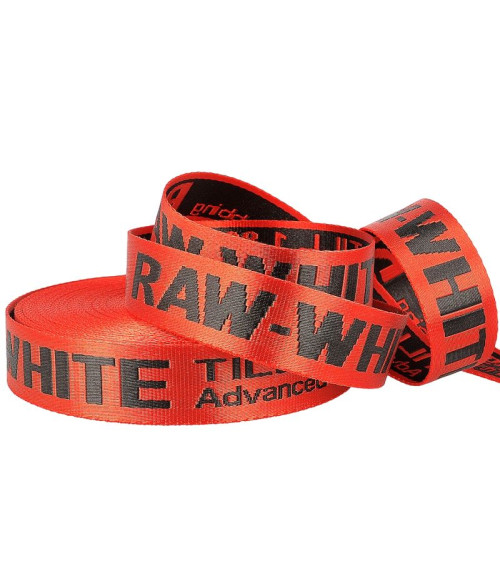 Film 20m jacquard strap RAW WHITE 35mm Red/black