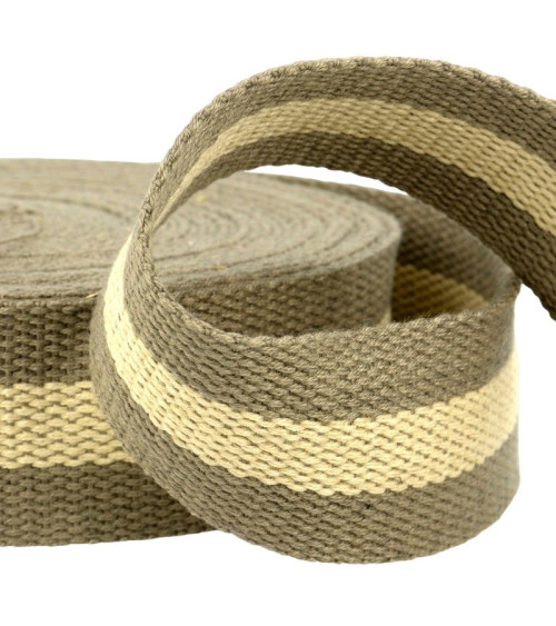 Film 25m zweifarbiges Band 30mm Khaki/Beige