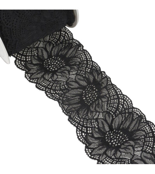 15m spool of elastic lace Black 100mm