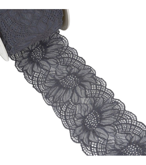 15m Spool Elastic Lace Grey Black 100mm