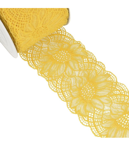 15m Spool of Yellow Elastic Lace 100mm