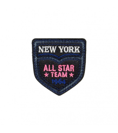 New York Team Aufnäher zum Aufbügeln, Dark Denim, 4,5 cm x 5,5 cm