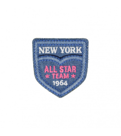 New York Team Light Denim Iron-on Badge 4.5cm x 5.5cm