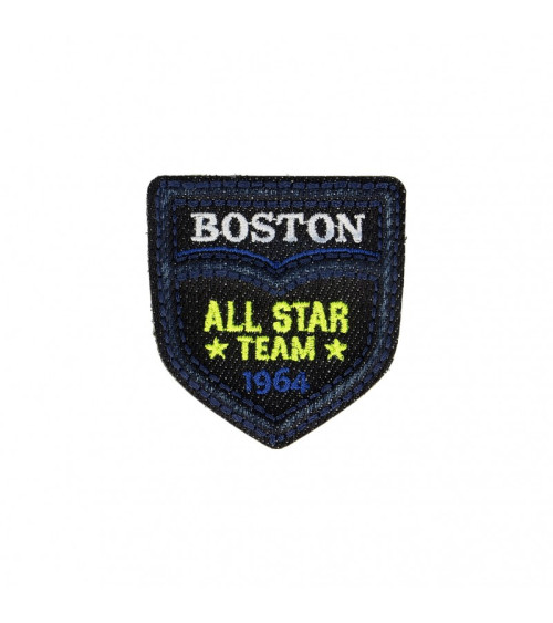 Boston Team Dark Denim Iron-on Badge 4.5cm x 5.5cm