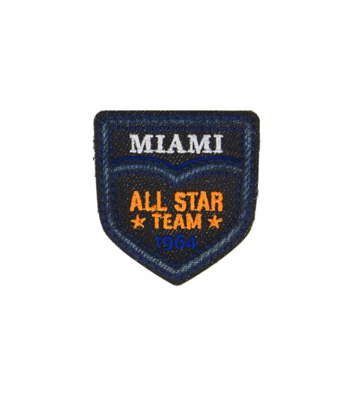 Aufnäher zum Aufbügeln, Team Miami Dark Denim, 4,5 cm x 5,5 cm