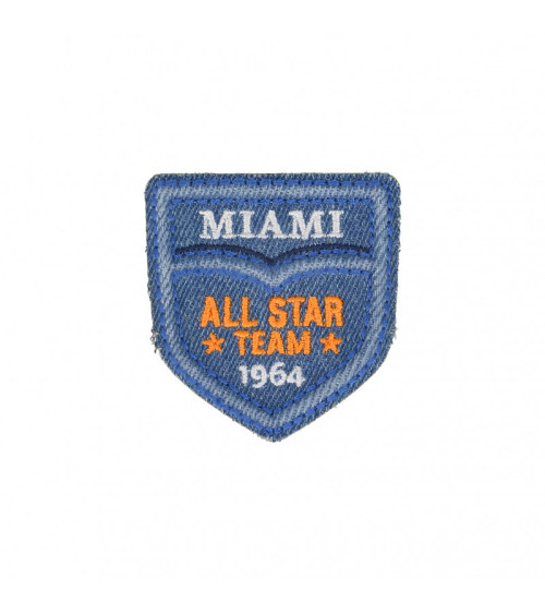 Miami Team Light Denim Iron-on Badge 4.5cm x 5.5cm