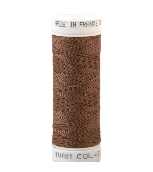 Polyester sewing thread 100m made in France - cognac brown 423