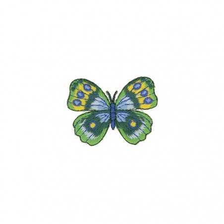 Ecusson thermocollant Papillon vert bleu 4cm x 4,5cm