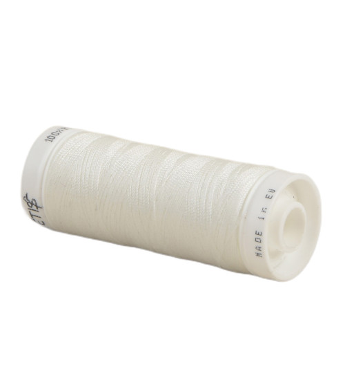 Spool of polyester thread 200m Oeko Tex made in Europe, ecru white