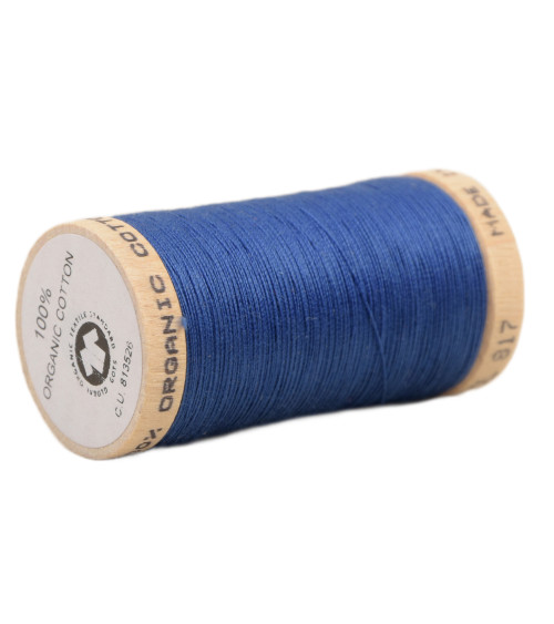 Bobina di filo di cotone organico al 100% 275 m blu francese