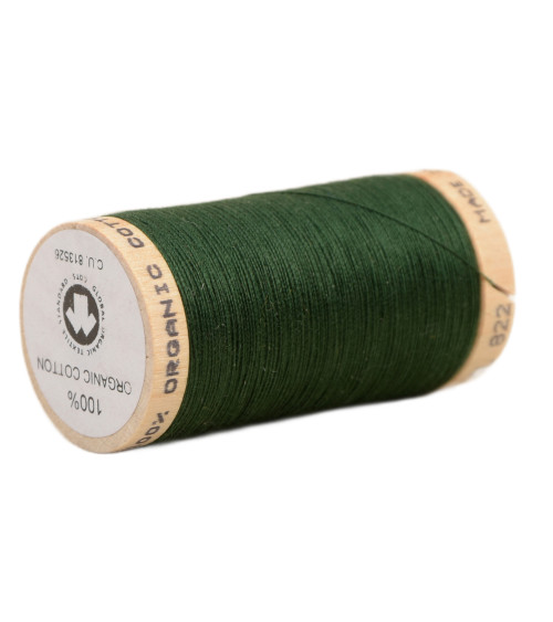 100% organic cotton thread spool 275m bottle green