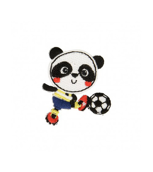 Set of 3 Panda football iron-on patches 4cm x 4cm